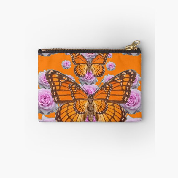 Item preview,  ORANGE--- YELLOW MONARCH BUTTERFLIES PINK ROSES ART designed and sold by sharlesart.