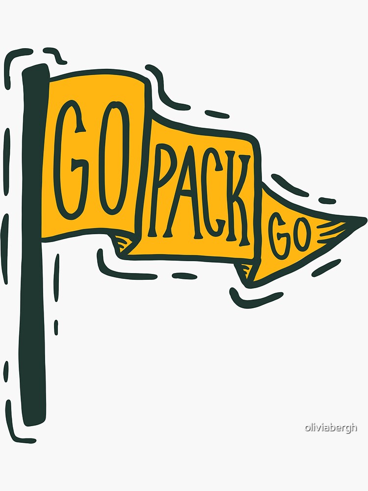 &ldquo;Go Pack Go Flag&rdquo; Sticker for Sale by oliviabergh | Redbubble