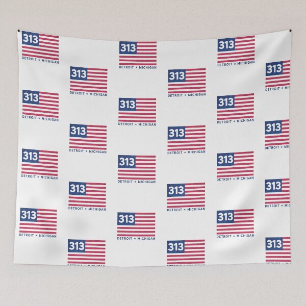 Artikelvorschau, Flaggen-Michigan-Klassen-patriotischer Stolz Detroits 313 USA entworfen und verkauft von ripsydesigns.