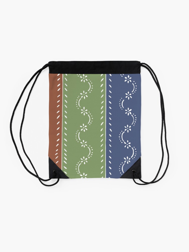 Alternate view of 3-colored floral pattern Drawstring Bag