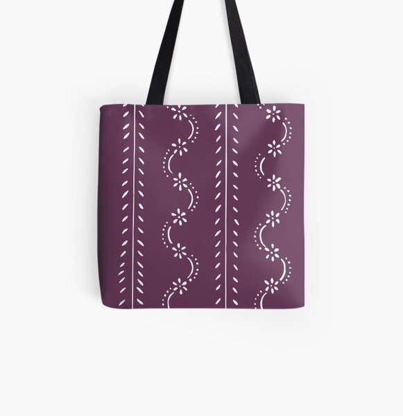 Nostalgic scattered flower pattern in violet pastel colors All Over Print Tote Bag