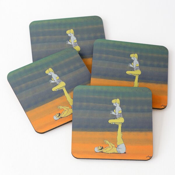 Item preview, Two People Practicing Yoga By ArtGuru 9495 - Acrylic On Paper designed and sold by Art Guru.