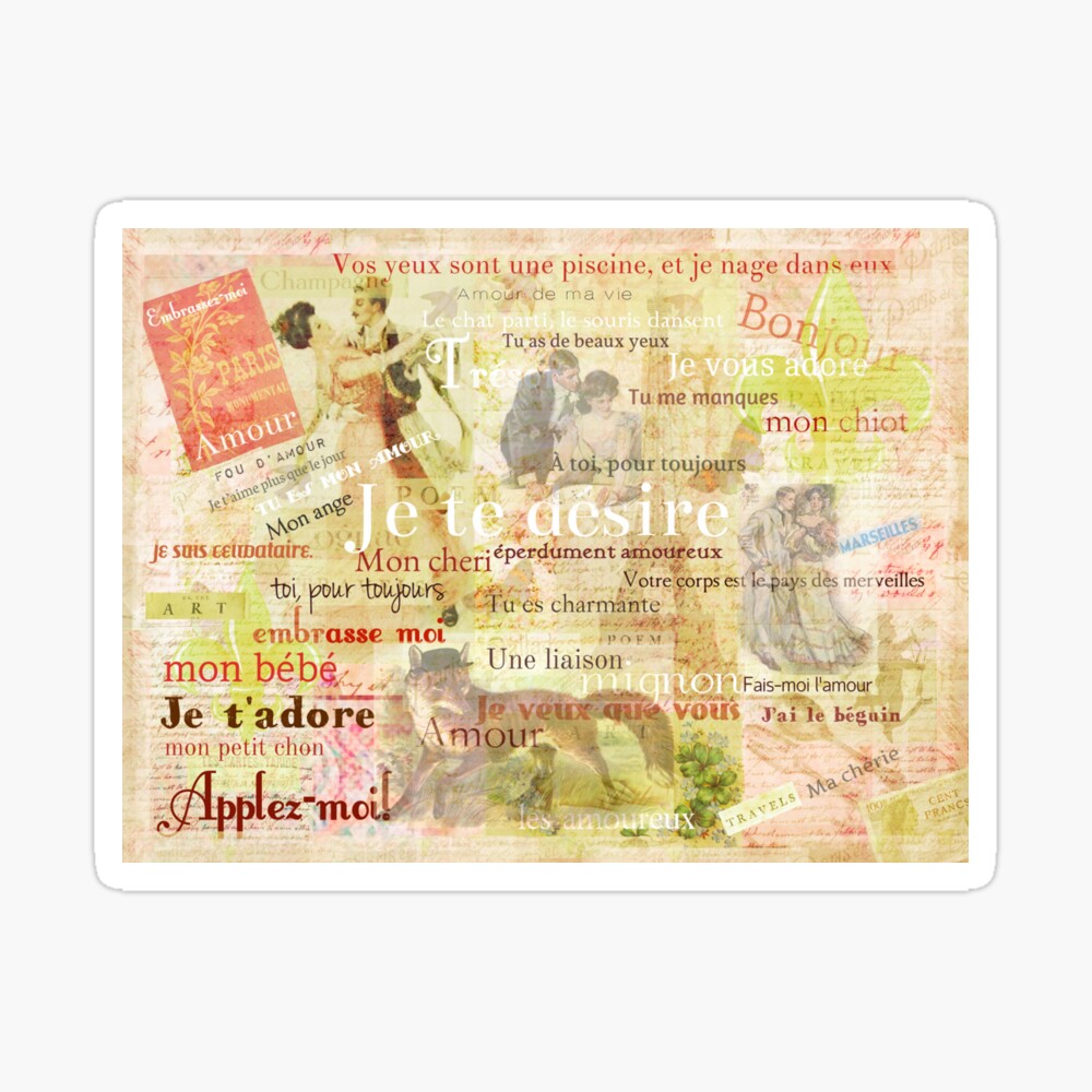 Romantic French Love Phrases And Words And Vintage French Themed Art Poster By Goldenslipper Redbubble