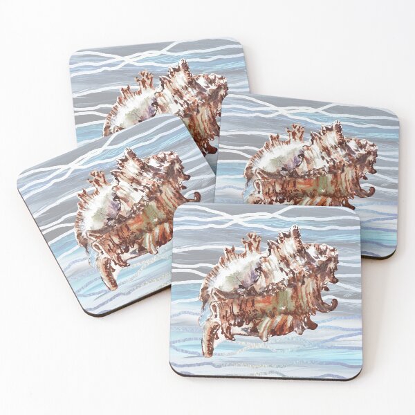 Item preview, Seashell Teal Blue Beach House Painting Decor III designed and sold by Irina Sztukowski.