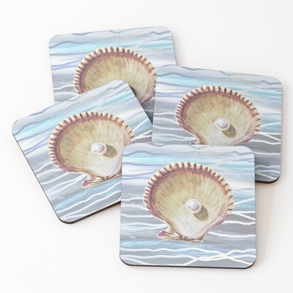 Item preview, Seashell Teal Blue Beach House Painting Decor IV designed and sold by Irina Sztukowski.