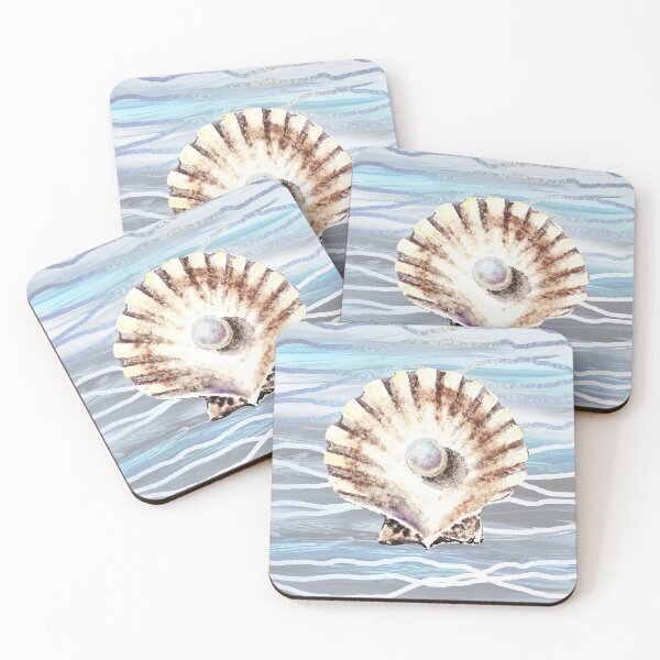 Item preview, Seashell Teal Blue Beach House Painting Decor V designed and sold by Irina Sztukowski.