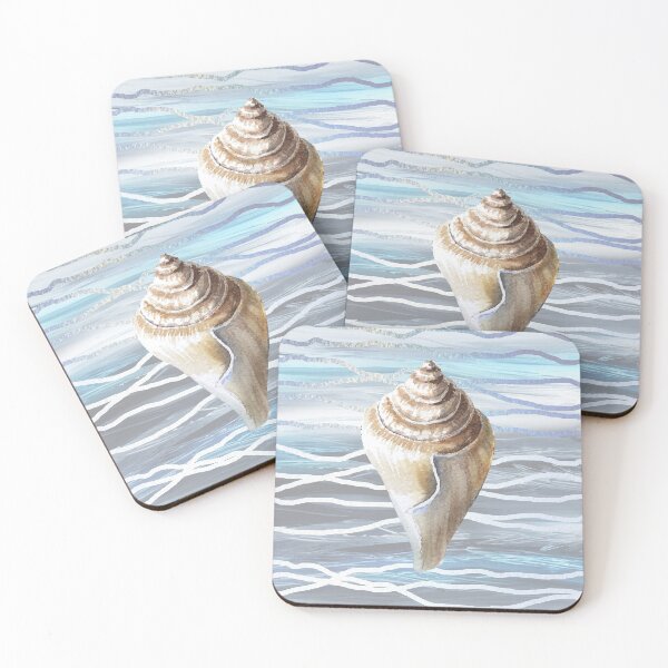 Item preview, Seashell Teal Blue Beach House Painting Decor VII designed and sold by Irina Sztukowski.