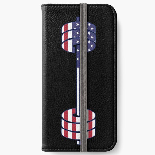 USA flag Barbell Powerlifting Weight Lifting form iPhone Wallet
