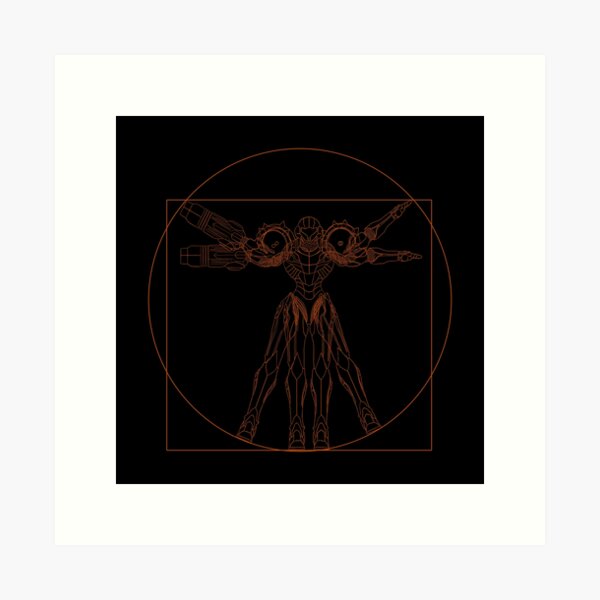 Item preview, Vitruvian Samus | Metroid Da Vinci Sketch | Orange Print designed and sold by surik-.