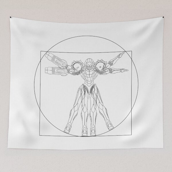 Item preview, Vitruvian Samus | Metroid Da Vinci Sketch | Black Print designed and sold by surik-.