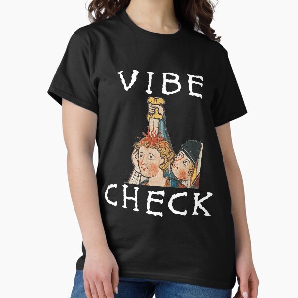 Vista previa del artículo con la obra «Comprobación de vibraciones: meme medieval del tapiz de Bayeux», diseñado y vendido por SpaceDogLaika.