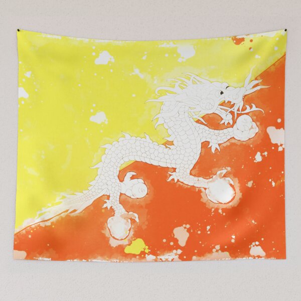 Item preview, Bhutan Grunge Flag designed and sold by HomeLivingCo.