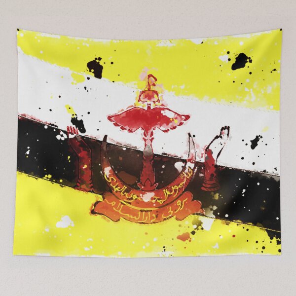 Item preview, Brunei Grunge Flag designed and sold by HomeLivingCo.