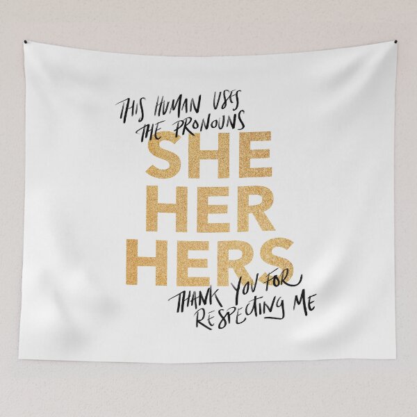 Item preview, she/her, v4 in gold sparkles  designed and sold by Skyler Orion X.