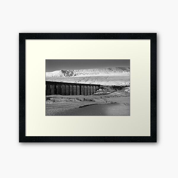 Ribblehead in White - Whernside & Viaduct in the snow Framed Art Print