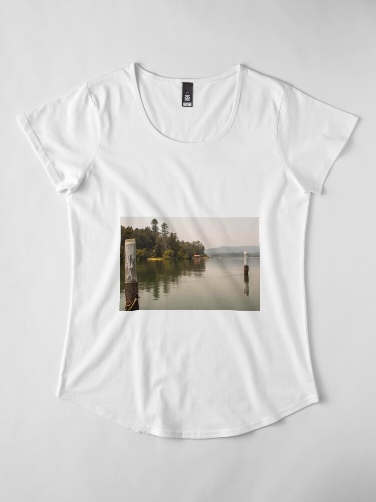 Alternate view of Calm Water at Eulalia Wharf in Davistown Australia Premium Scoop T-Shirt