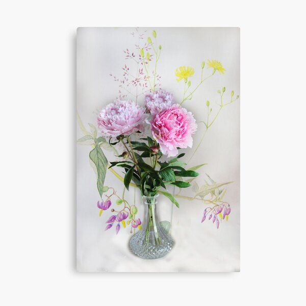 Peonies in a vase Canvas Print