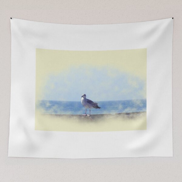 Item preview, Seagull on the Pier Watercolor designed and sold by LuxPNSilva.