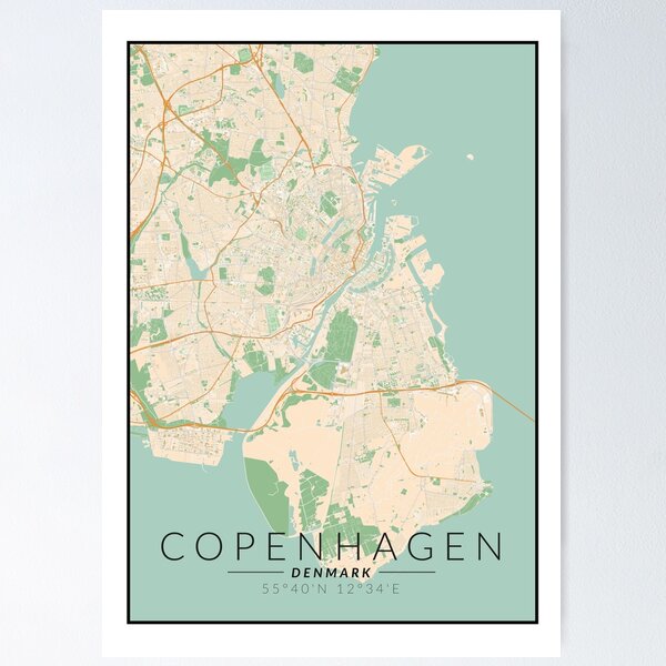 Item preview, Copenhagen - City Print Map in Color designed and sold by MightBeFoxes.