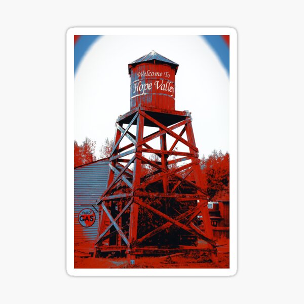 Hope Valley Water Tower Blue & Red Sticker