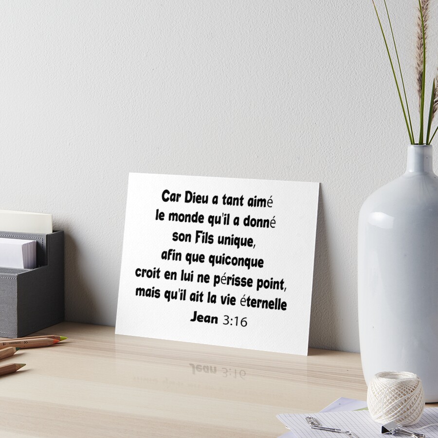 Jean 3 16 Verset Biblique Art Board Print For Sale By Claude10 Redbubble