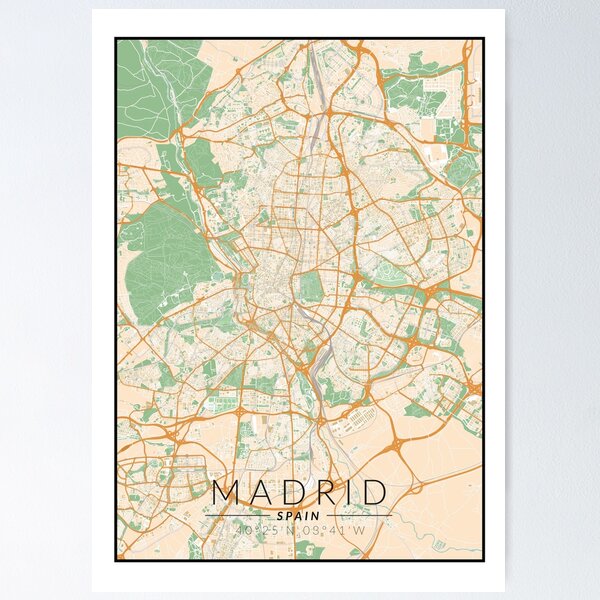 Artikel-Vorschau von Madrid - Stadtplan in Farbe, designt und verkauft von MightBeFoxes.