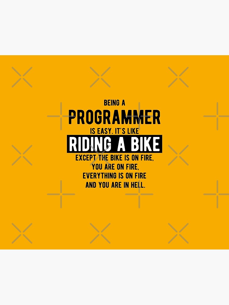 Thumbnail 3 von 3, Wandbehang, Programmierer zu sein ist einfach. Es ist wie Fahrrad fahren - Lustige Programmierwitze - Helle Farbe designt und verkauft von springforce.