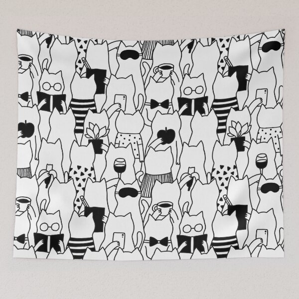 Item preview, Black and white doodle Everyday cats community.  designed and sold by kostolom3000.