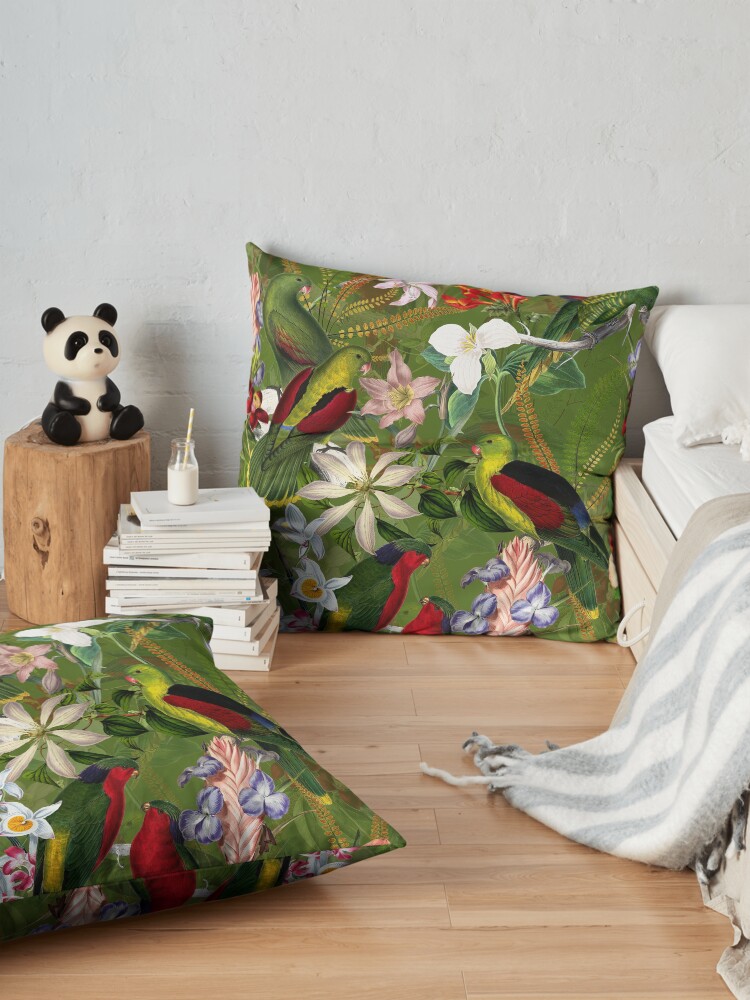 Alternate view of Vintage Parrot Jungle 3 Floor Pillow