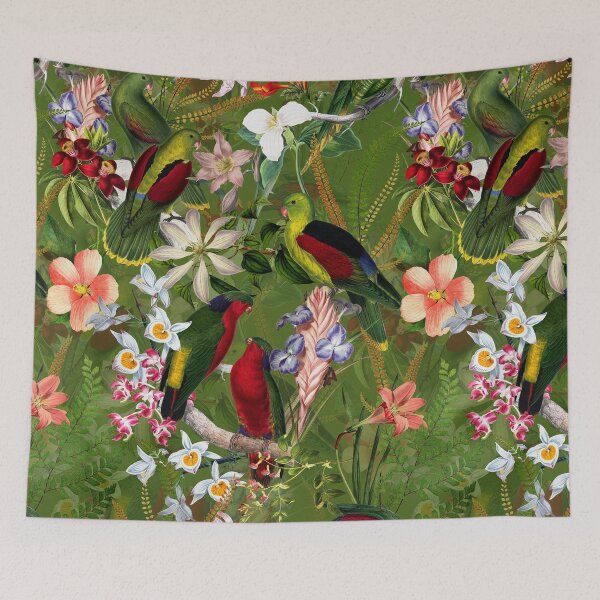 Aperçu de l'œuvre Jardin botanique vintage de la jungle des perroquets 3 Nightgarden créée et vendue par UtArt.