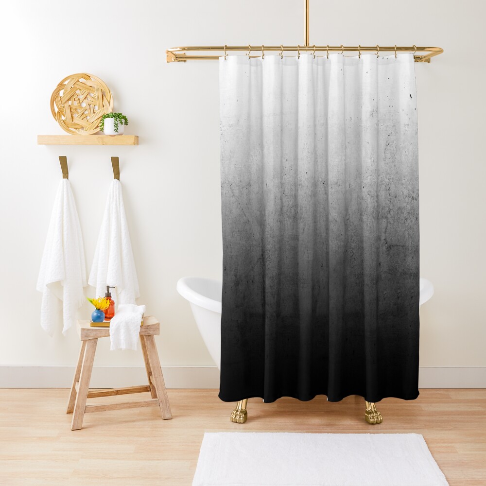 Black Ombre on Concrete Texture Shower Curtain