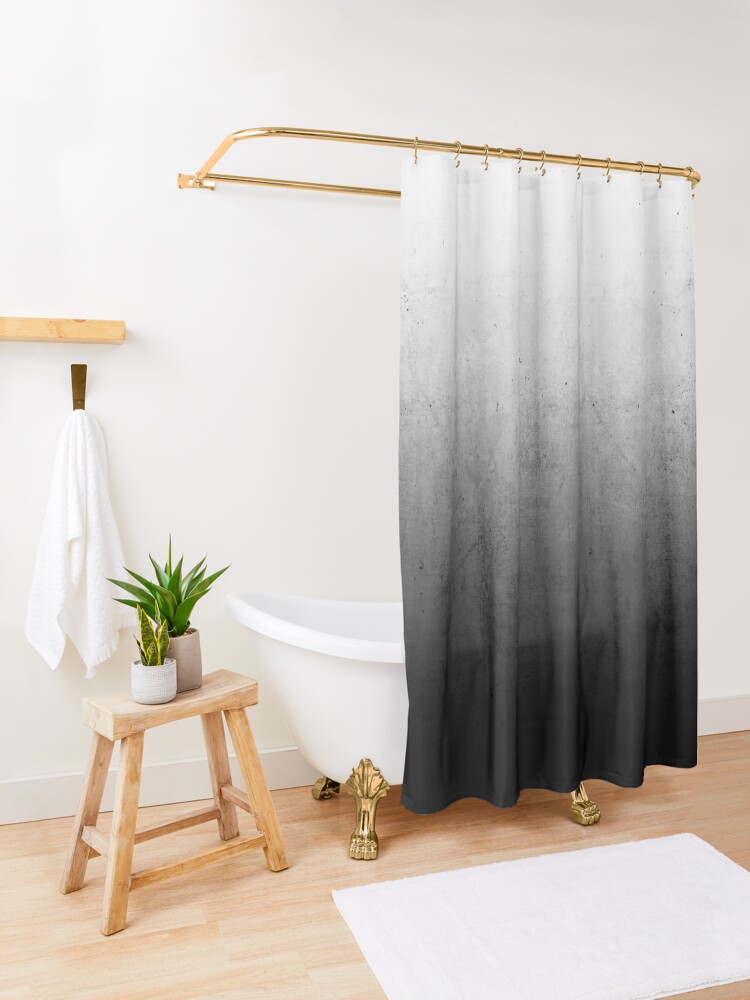 Alternate view of Black Ombre on Concrete Texture Shower Curtain