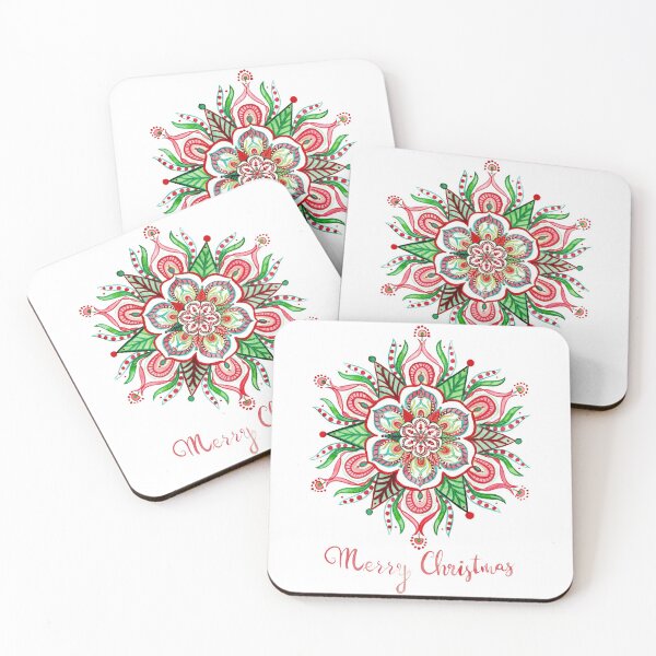 Artikelvorschau, Merry Christmas Watercolor Mandala Card entworfen und verkauft von AleFairyland.