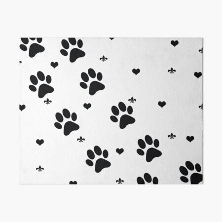 Black And White Dog Paw Print Pattern Rug by Cool Prints