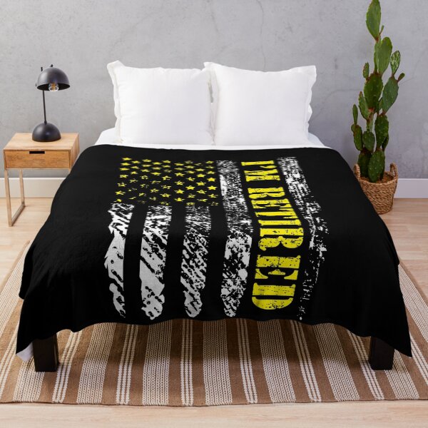 Item preview, I'm Retired - Funny Retirement Legend with American Flag with Yellow text designed and sold by Mfk Clothes.