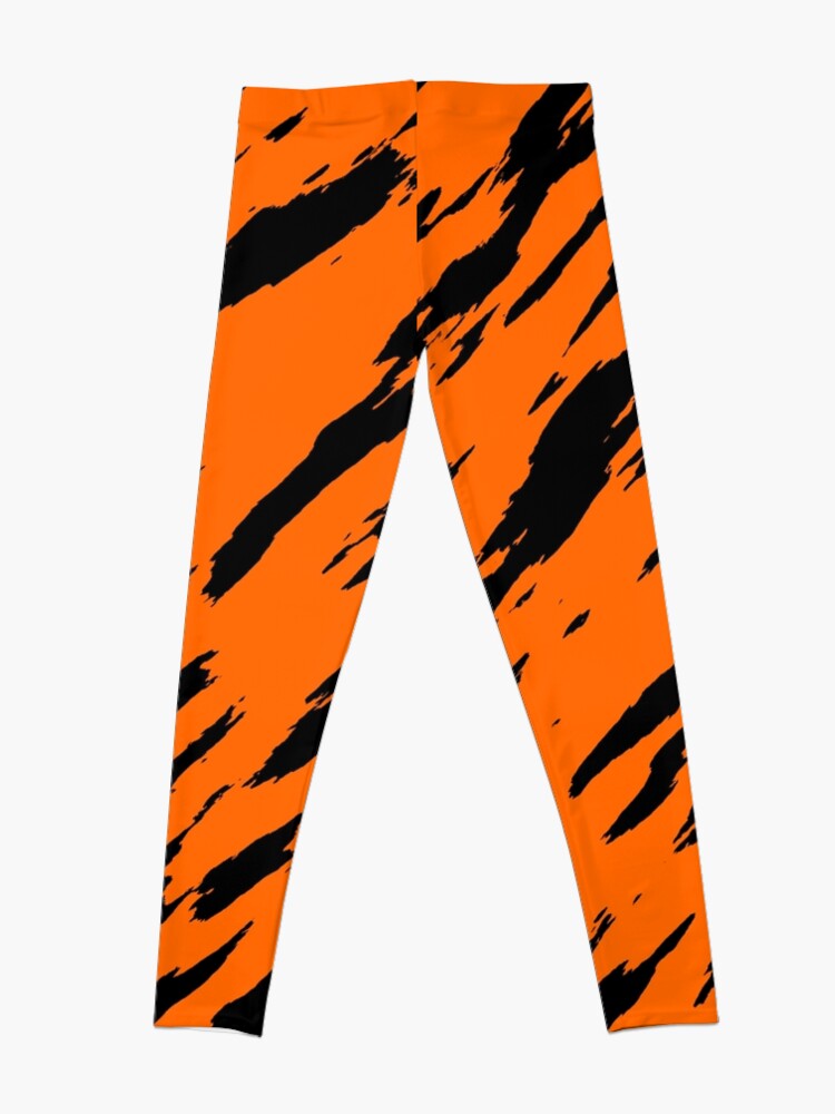 Disover Tiger Print Bengal, Orange Black Animal Pattern | Leggings