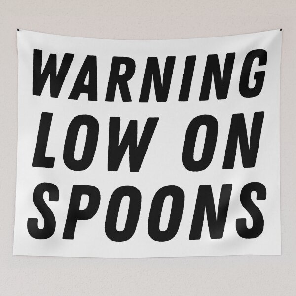 Item preview, Warning Low On Spoons - Black designed and sold by MOREDANKMEMES.