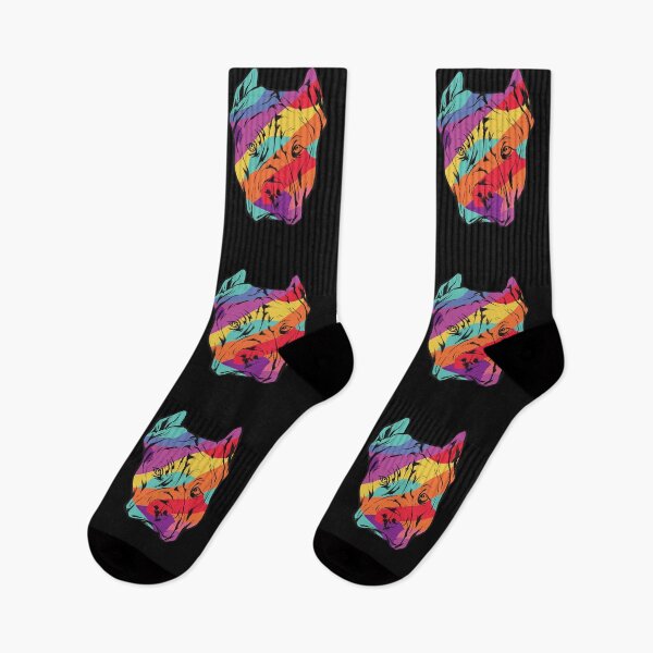 Item preview, colorful pit bull, pit bull head designed and sold by DerSenat.