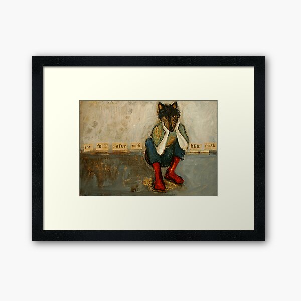 She felt safer with her mask Framed Art Print