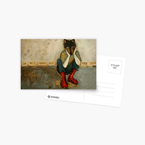 She felt safer with her mask Postcard