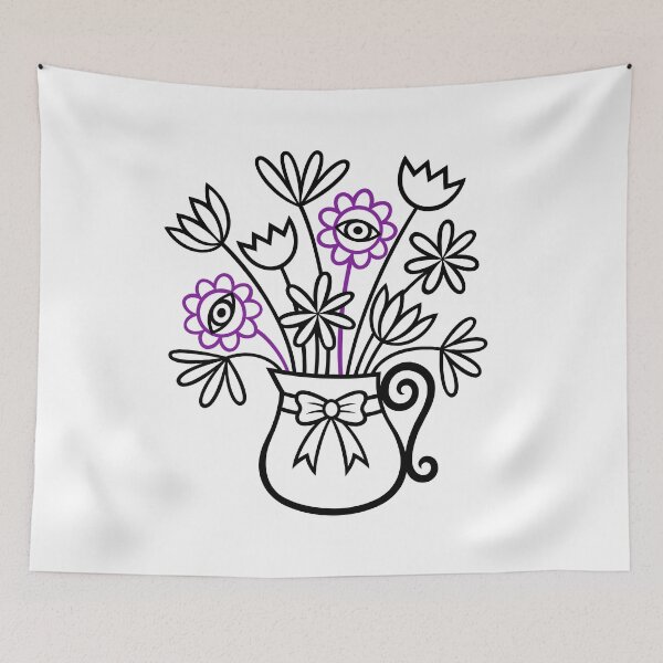 Item preview, Flower Vase and Bow with Eleven Flower Bouquet (black and purple) designed and sold by wariana.