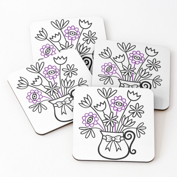 Item preview, Flower Vase and Bow with Eleven Flower Bouquet (black and purple) designed and sold by wariana.