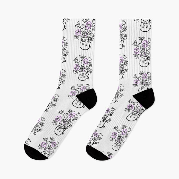 Item preview, Flower Vase and Bow with Eleven Flower Bouquet (black and purple) designed and sold by wariana.
