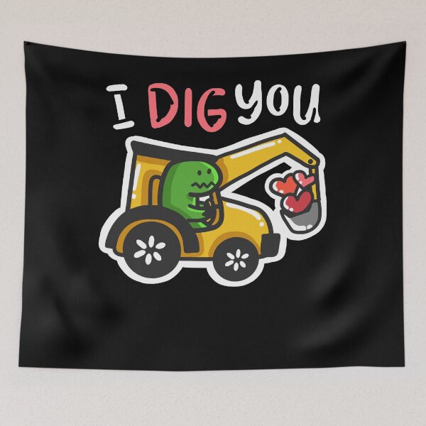 Item preview, Excavator Dino Valentines Day designed and sold by 4tomic.