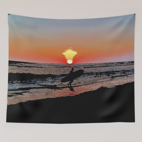 Item preview, Silhouette of Surfer on Beach designed and sold by adrianbrockwell.
