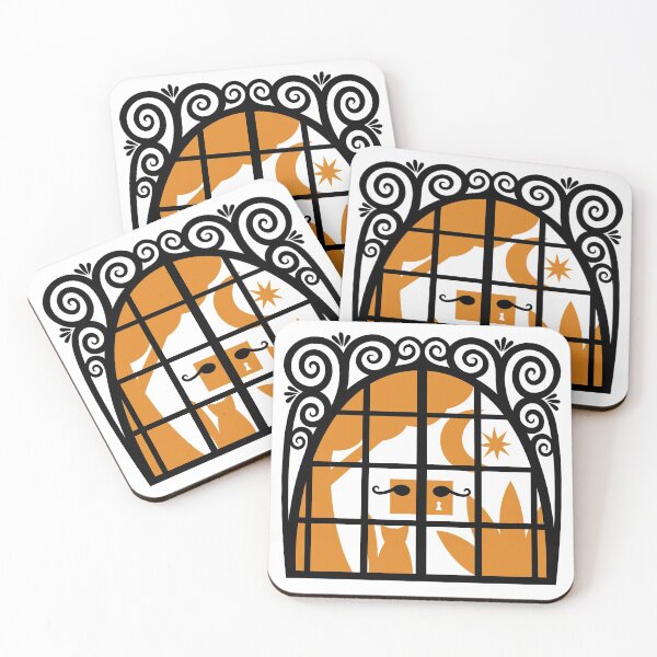 Item preview, The Whimsical Ornamented Glass Door (black and orange) designed and sold by wariana.