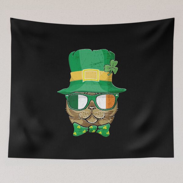 Item preview, Saint Catricks funny Cat Leprechaun St Patricks's Day Ireland flag sunglasses and green bow tai  designed and sold by alenaz.