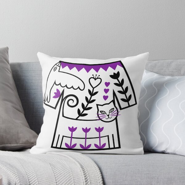 Item preview, Imaginary Folk Costume Bird and Cat Design (black and purple) designed and sold by wariana.