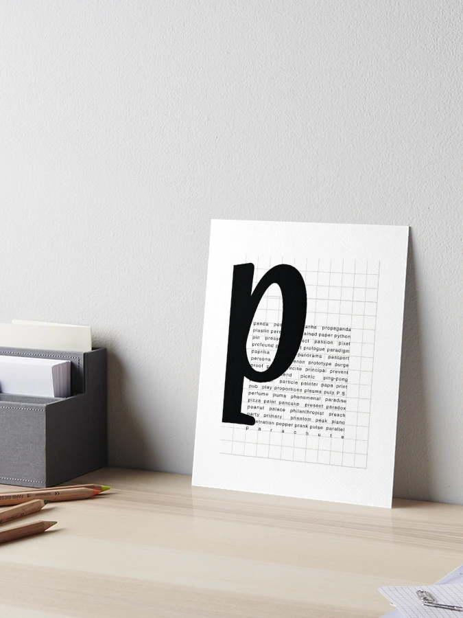 Art Print Words with Letter P Words and Letters Typography Art Board Print