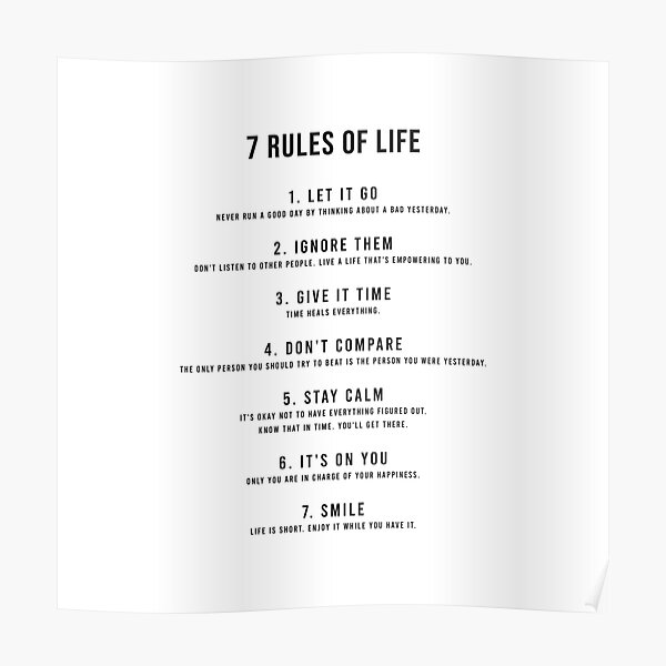 7-rules-of-life-poster-for-sale-by-corbrand-redbubble